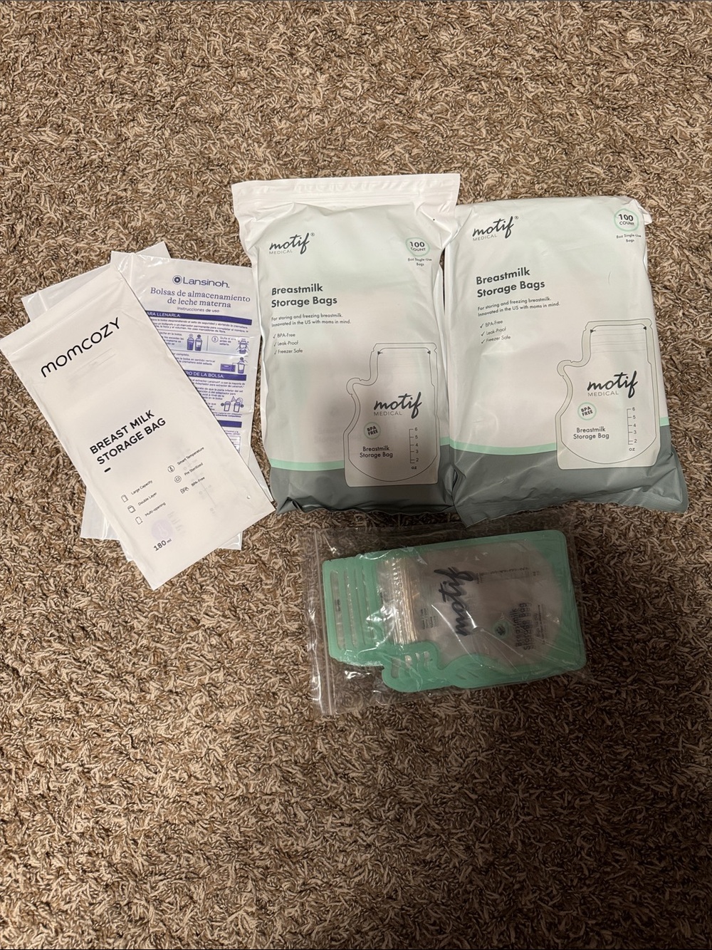Breastmilk Storage Bags - Motif & Momcozy Mix (White/Grey/Green)